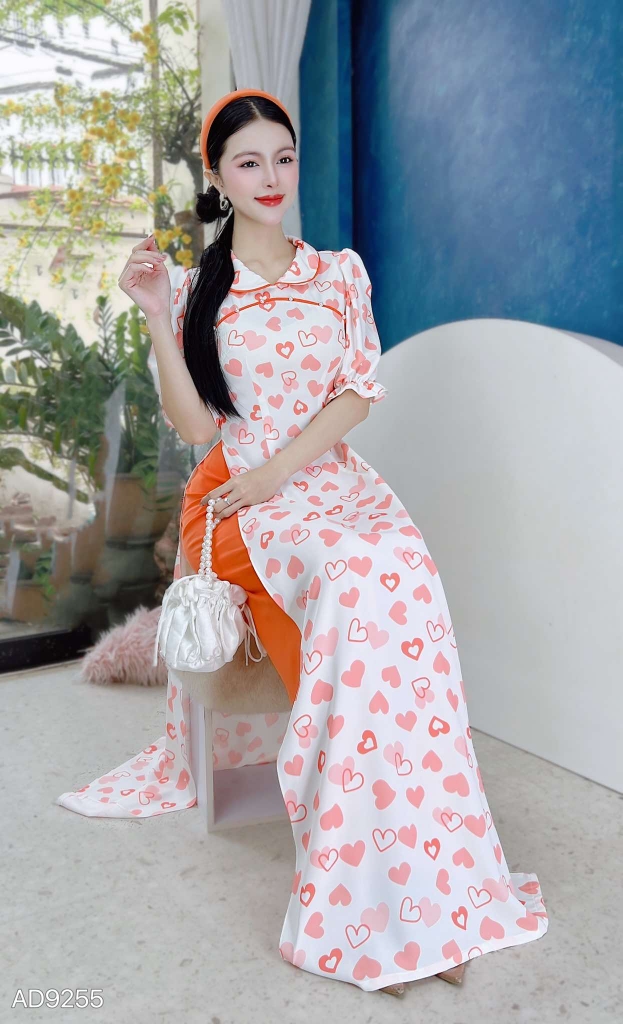 Áo Dài Cổ Sen Sao Mộc AD9255