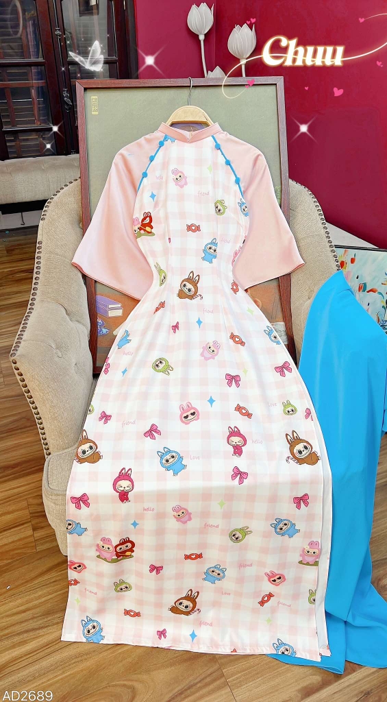Áo Dài Nút Bọc Đối Xứng AD2689 (áo lẻ)