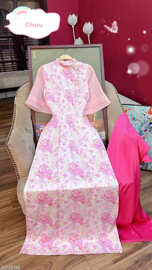 Áo Dài Tay Tơ 3 Li AD2696 (áo lẻ)