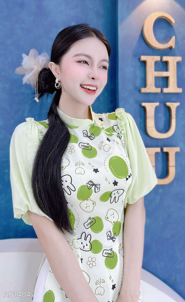 Áo Dài Cổ Xéo Bí Bo AD1404 (áo lẻ)