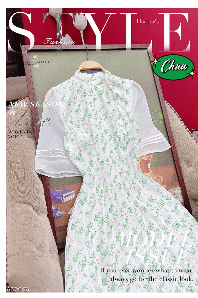 Áo Dài Tay Tơ 3 Li AD2696 (áo lẻ)