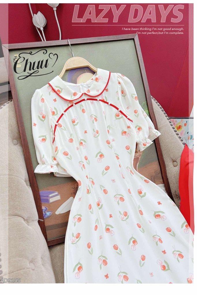 Áo Dài Cổ Sen Sao Mộc AD9255