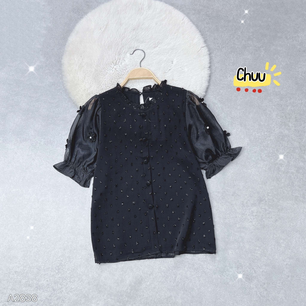 Áo Tuyết Tay Đính Hoa A2838