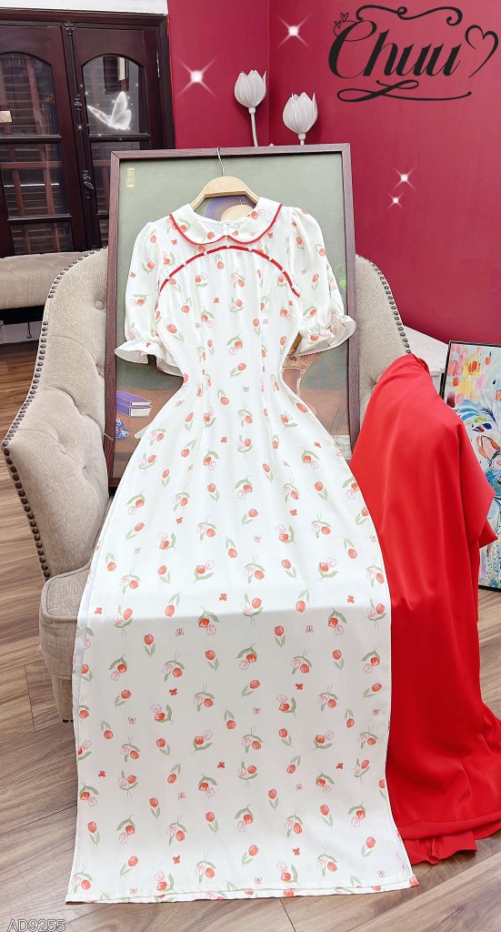 Áo Dài Cổ Sen Sao Mộc AD9255