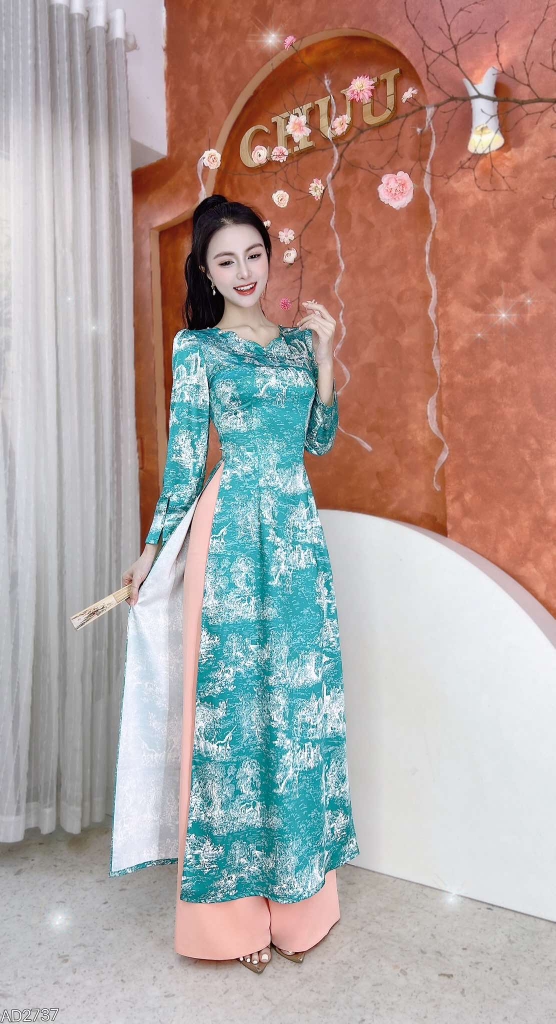 Áo Dài Thành Phố Sương Mờ AD2737 (áo lẻ)