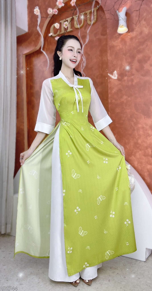 Áo Dài Bướm Lượn AD2744 (áo lẻ)