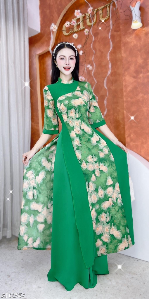Áo Dài Lượn Chữ S AD2747 (áo lẻ)