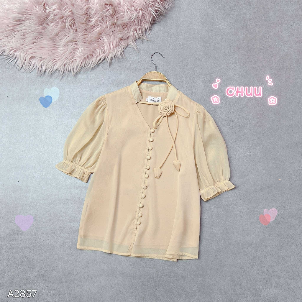 Áo Hoa Hồng Xếp A2857