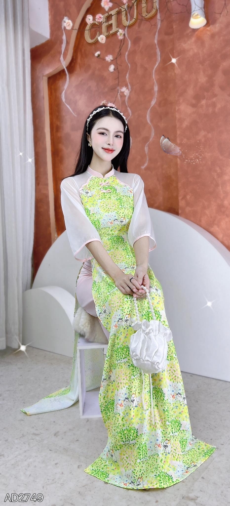 Áo Dài Lượn Cánh Én AD2749 (áo lẻ)