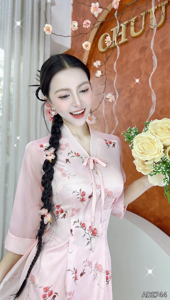 Áo Dài Bướm Lượn AD2744 (áo lẻ)