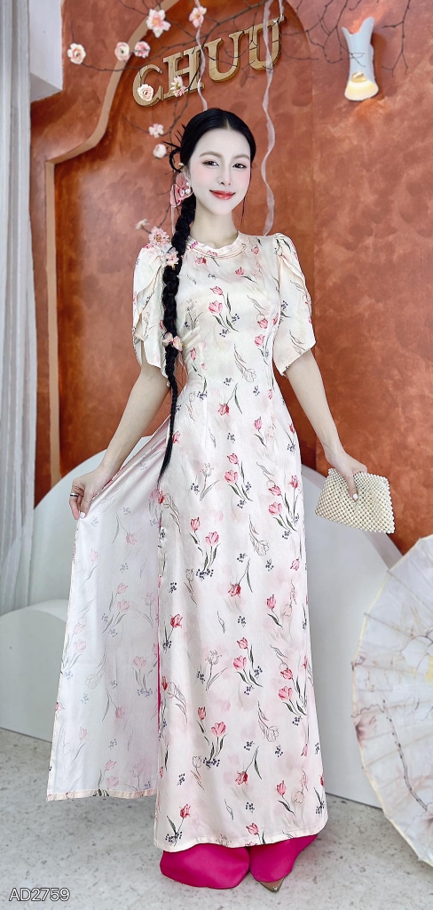 Áo Dài Gấm Sắc Ngọc AD2759 (áo lẻ)
