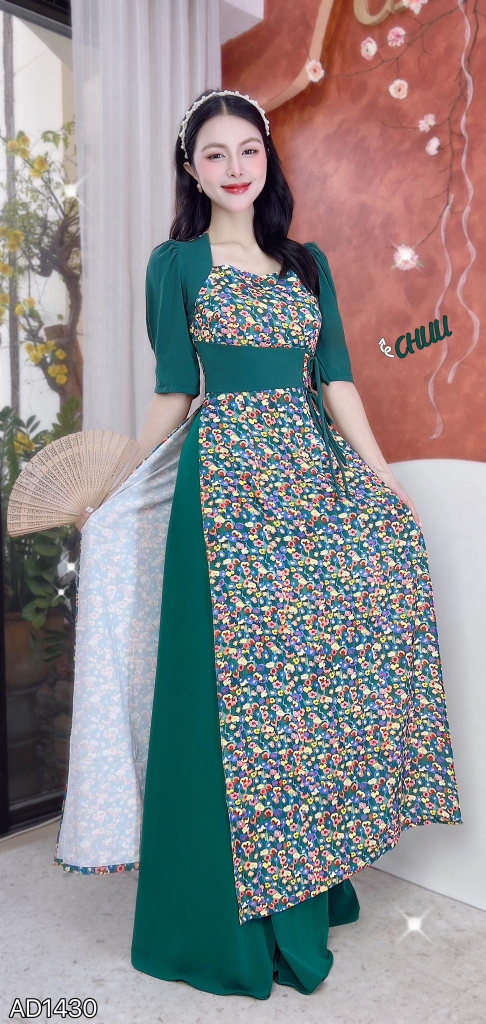 Áo Dài Cột Eo Cổ Vuông AD1430 (áo lẻ)
