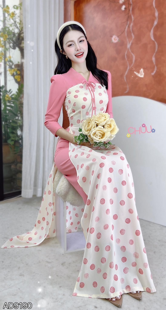Áo Dài Hoa 4 Cánh AD9190 (áo lẻ)