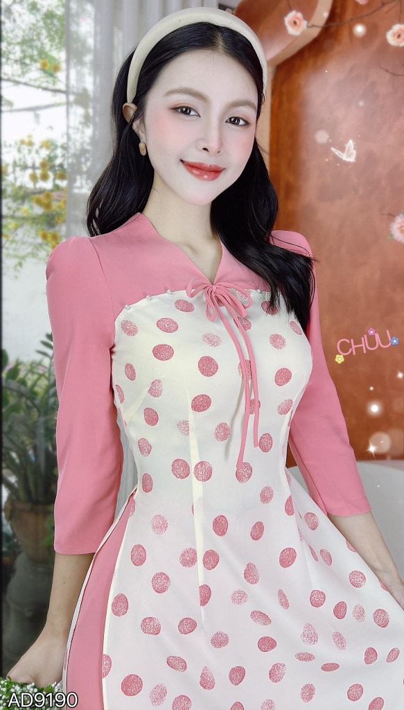 Áo Dài Hoa 4 Cánh AD9190 (áo lẻ)