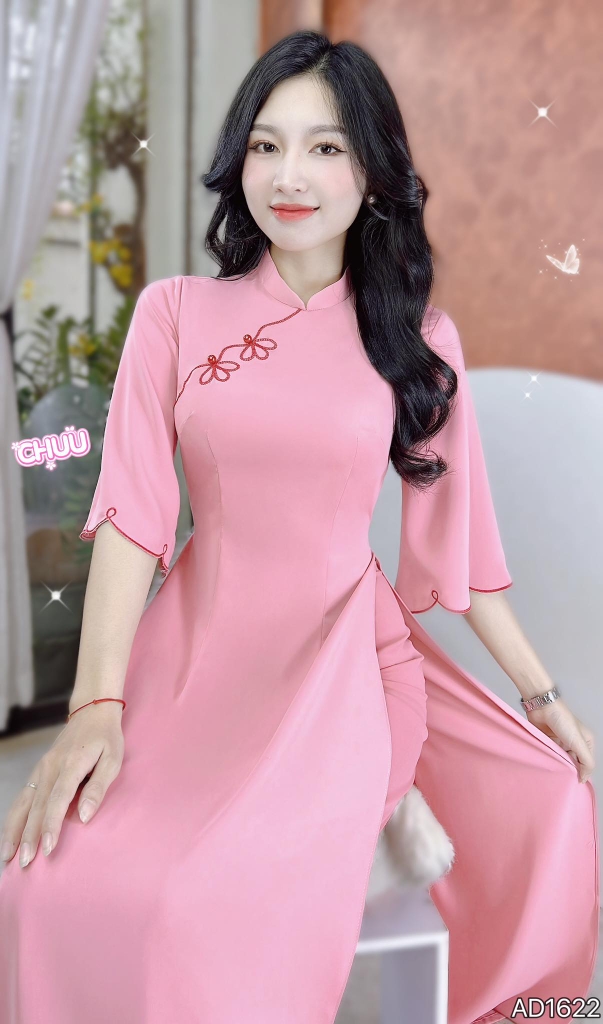 Áo Dài Bông Sen 3 Cánh AD1622 (áo lẻ)