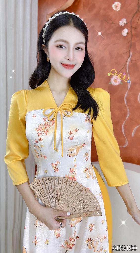 Áo Dài Hoa 4 Cánh AD9190 (áo lẻ)