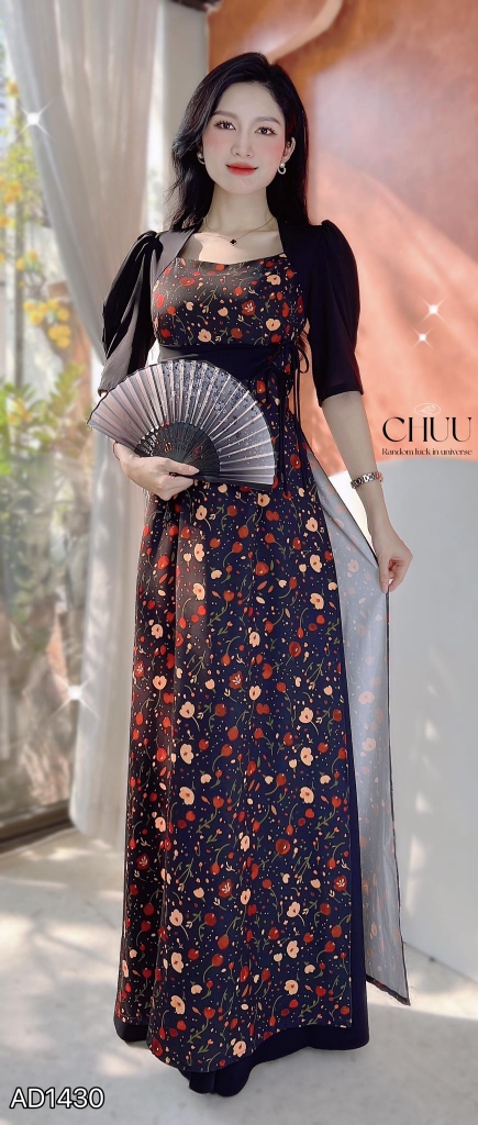 Áo Dài Cột Eo Cổ Vuông AD1430 (áo lẻ)