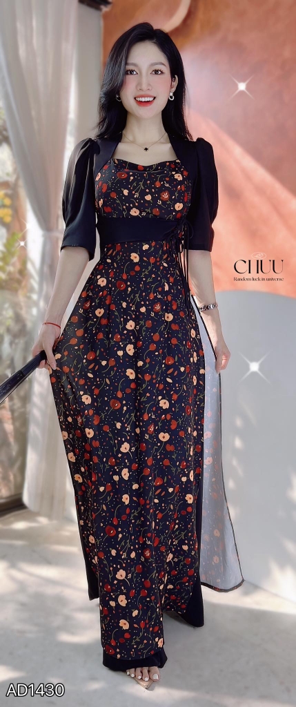 Áo Dài Cột Eo Cổ Vuông AD1430 (áo lẻ)
