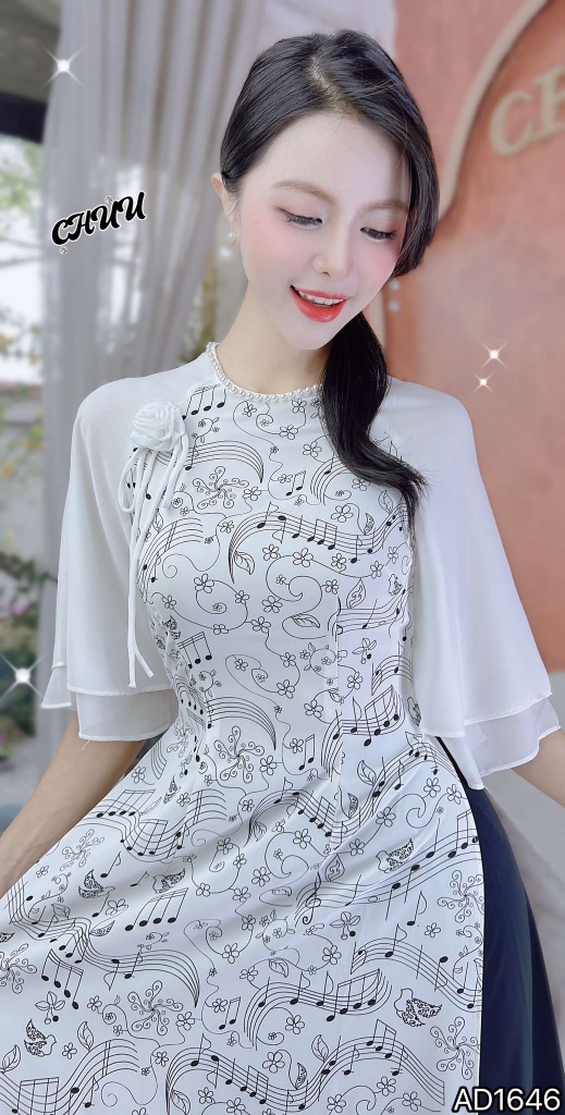 Áo Dài Tay Tơ Music AD1646 (áo lẻ)