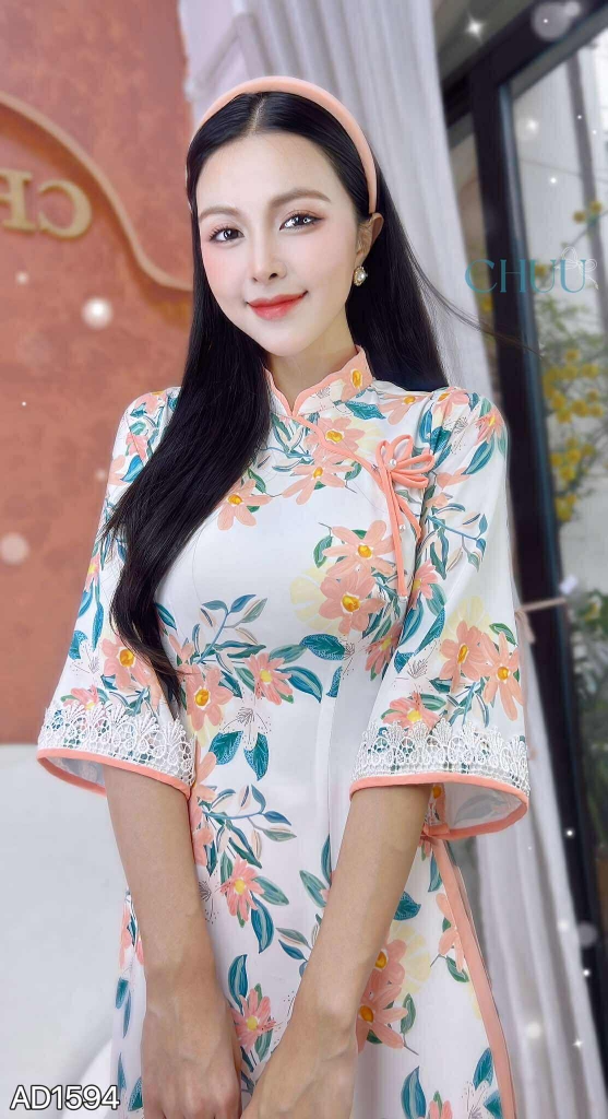 Áo Dài Cổ Sóng Thanh Hà AD1594 (áo lẻ)