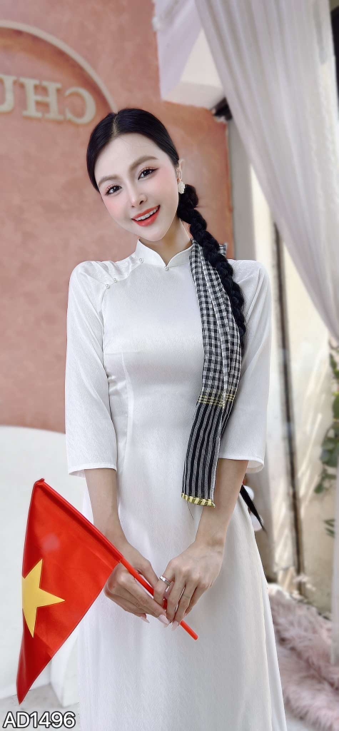 Áo Dài Vân Cá Raplan Tay A AD1496 (áo lẻ)