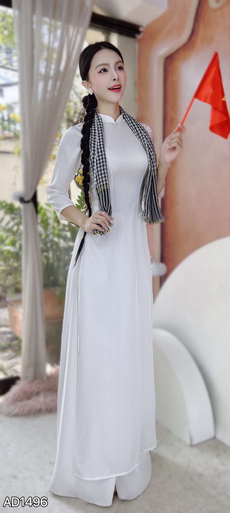 Áo Dài Vân Cá Raplan Tay A AD1496 (áo lẻ)