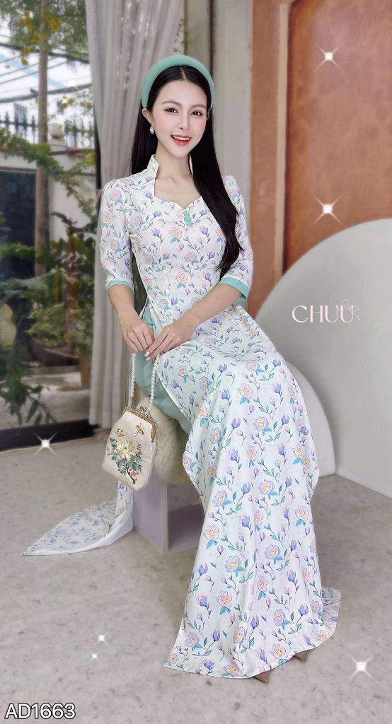 Áo Dài Cổ Ngũ Giác AD1663 (áo lẻ)