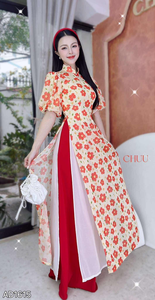 Áo Dài 4T Tay Bí Cổ Lượn AD1615 (áo lẻ)