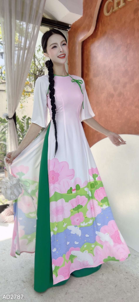 Áo Dài Bồ Câu Trắng AD2787 (áo lẻ)