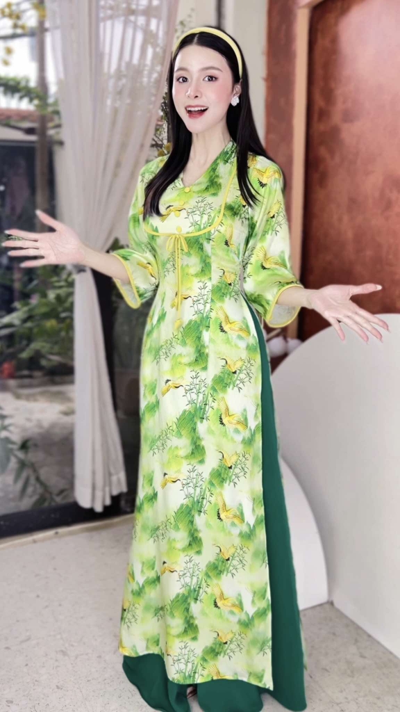 Áo Dài Cổ V Đô Vuông AD1631 (áo lẻ)