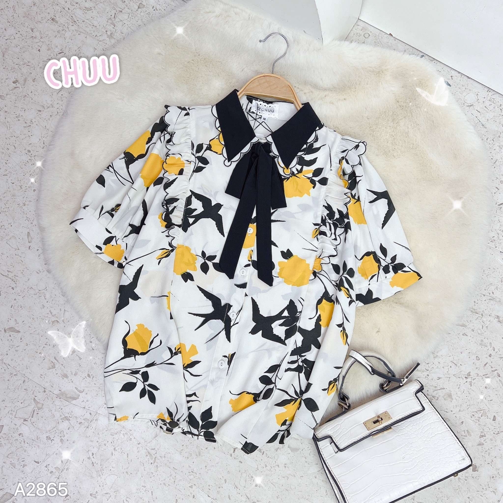 Áo Sơ Mi Cổ Màu Cột Nơ TN A2865