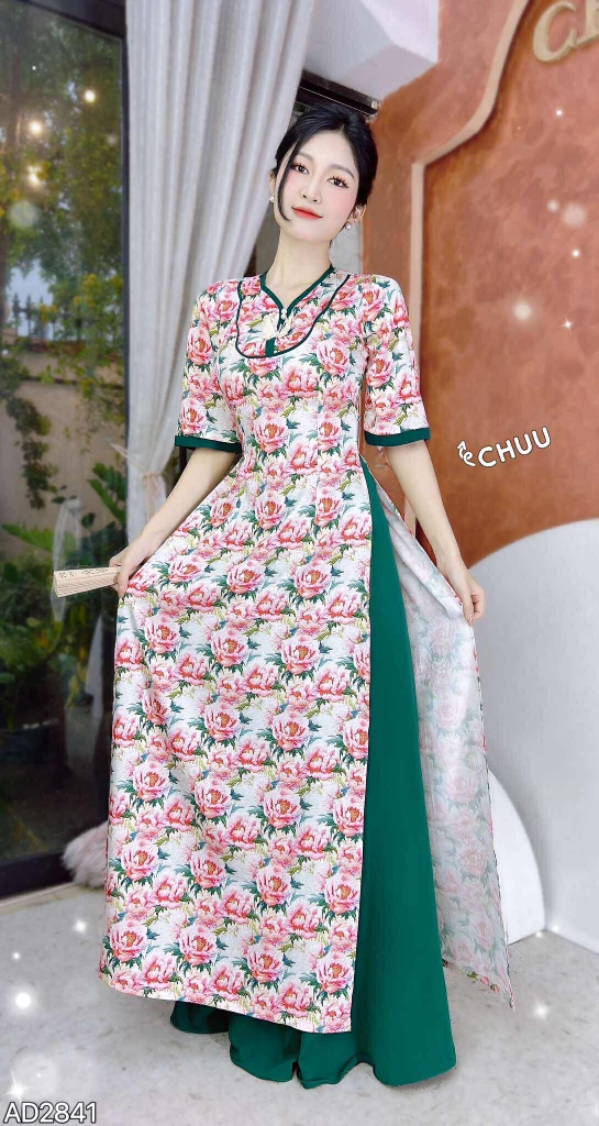 Áo Dài Bướm Trên Cành Hoa AD2841 (áo lẻ)