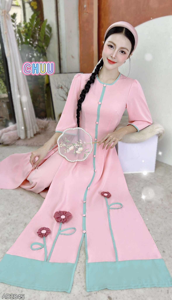 Áo Dài Cảnh Hoa Trời AD2845 (áo lẻ)