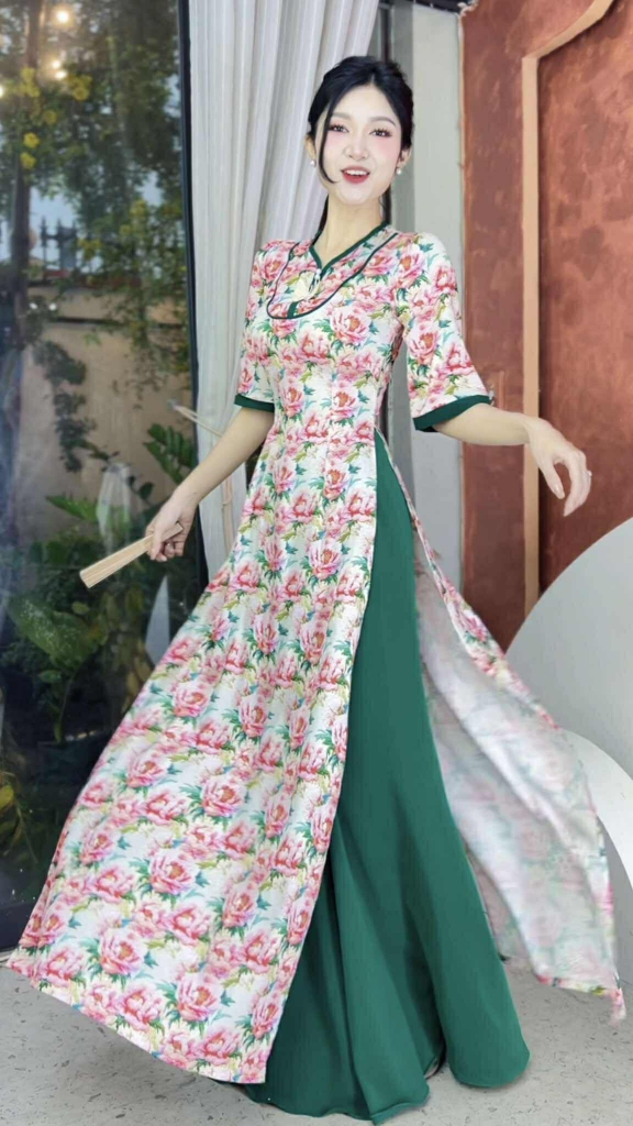 Áo Dài Bướm Trên Cành Hoa AD2841 (áo lẻ)