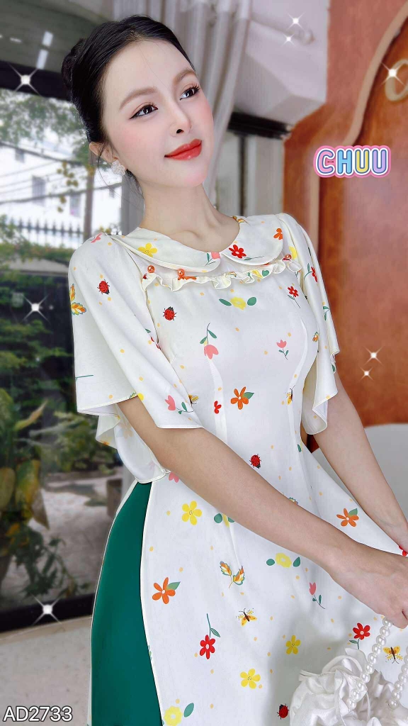Áo Dài Cổ Sen Huyền My AD2733 (áo lẻ)