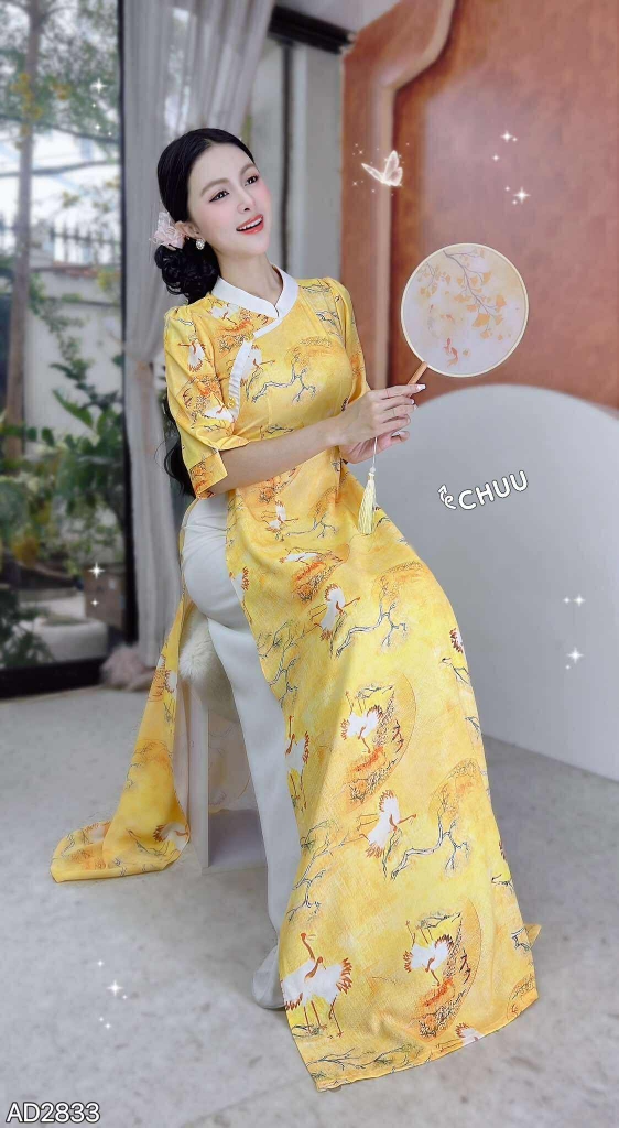 Áo Dài Vân Mây Trắng AD2833 (áo lẻ)