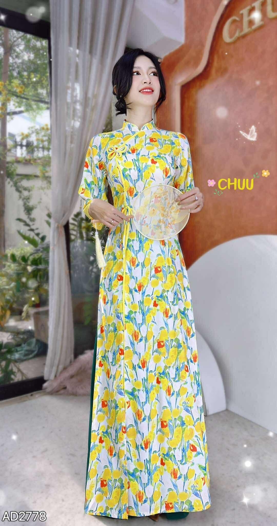 Áo Dài Bướm Vàng Mơ AD2778 (áo lẻ)