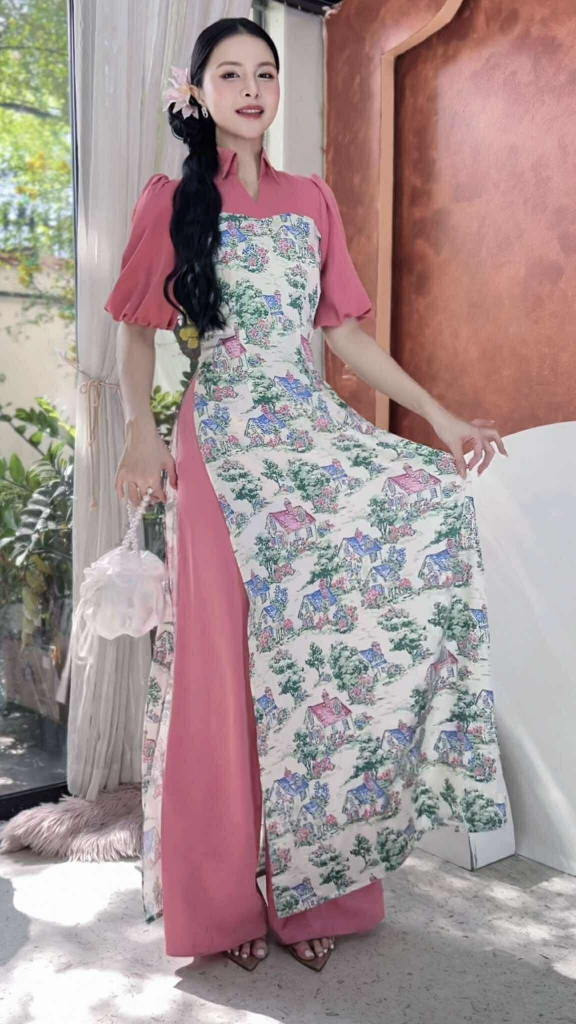 Áo Dài Cổ Bánh Gai AD2855 (áo lẻ)