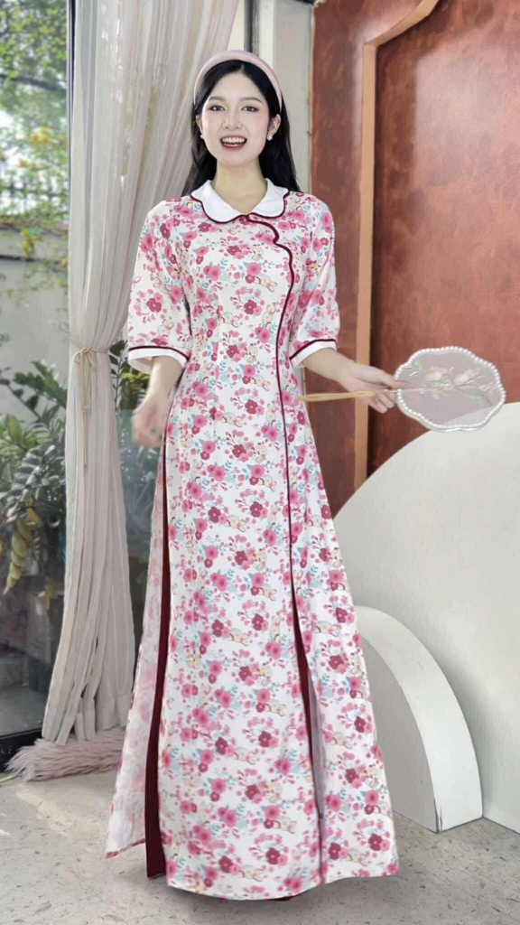Áo Dài Đường Hoa Lụa AD2851 (áo lẻ)