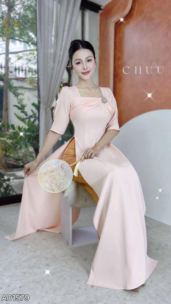 Áo Dài Nơ Khuy To AD1579 (áo lẻ)