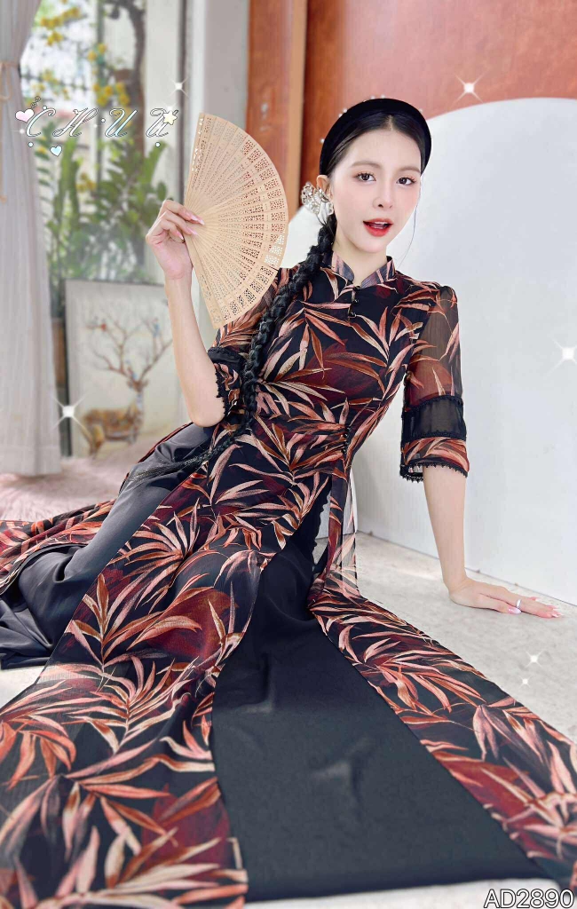Áo Dài 4T Đá Chu Sa AD2890 (áo lẻ)