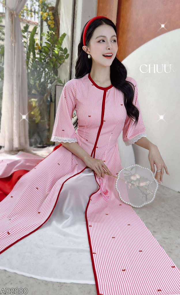 Áo Dài 3T Nơ Sọc Nhí AD2880 (áo lẻ)