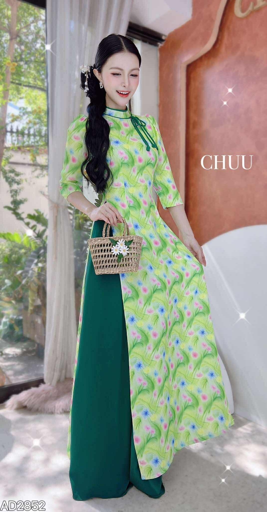 Áo Dài Vườn Hoa Cổ Tích+PK AD2852 (áo lẻ)