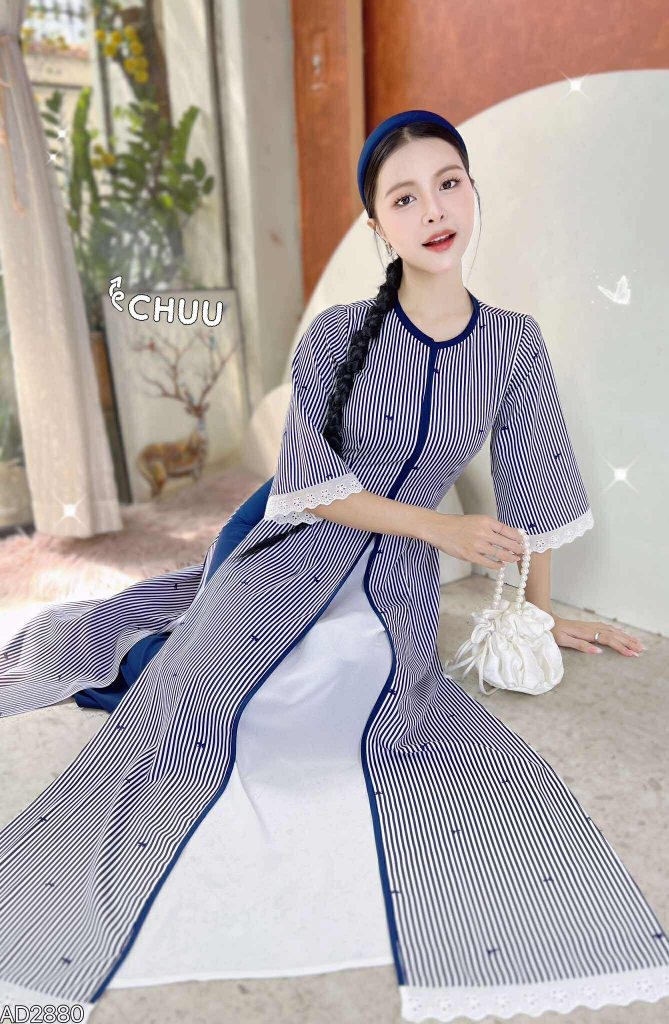 Áo Dài 3T Nơ Sọc Nhí AD2880 (áo lẻ)