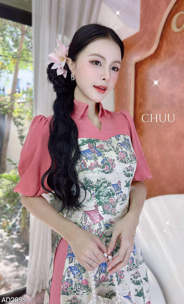 Áo Dài Cổ Bánh Gai AD2855 (áo lẻ)