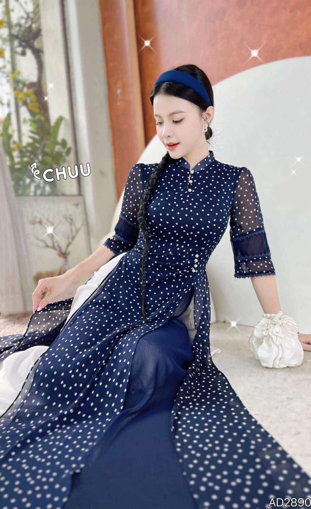 Áo Dài 4T Đá Chu Sa AD2890 (áo lẻ)