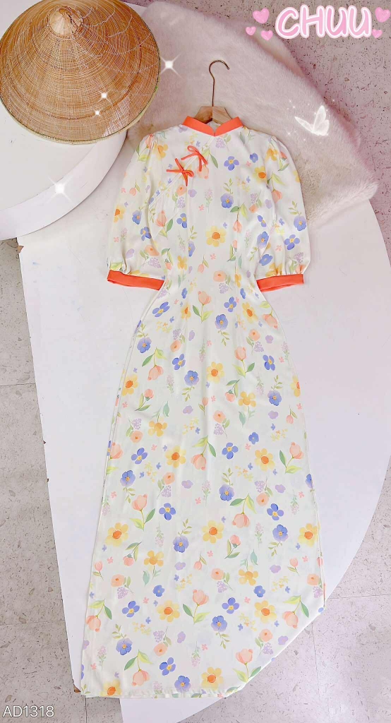 Áo Dài Nơ Nhí Phối Màu AD1318 (áo lẻ)