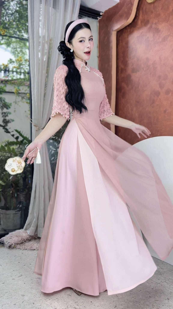 ÁO Dài 4T Đuôi Công Tượng AD2866 (áo lẻ)