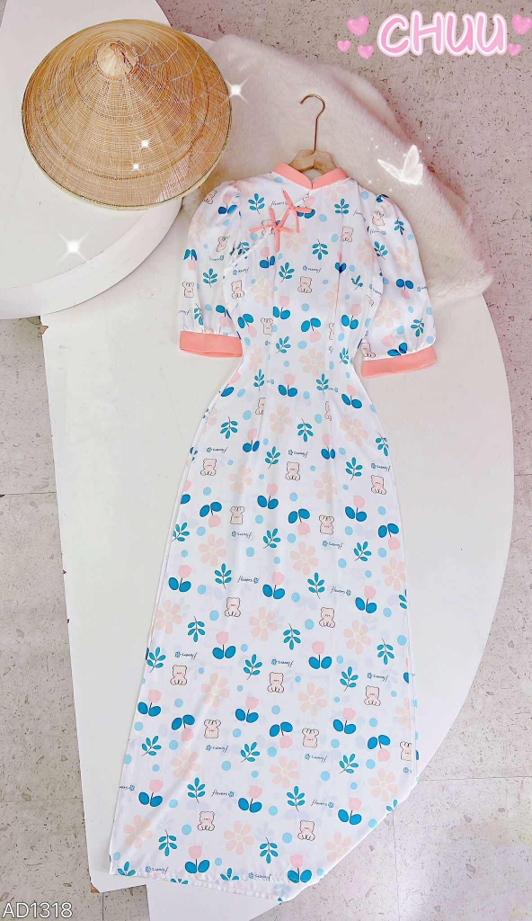 Áo Dài Nơ Nhí Phối Màu AD1318 (áo lẻ)