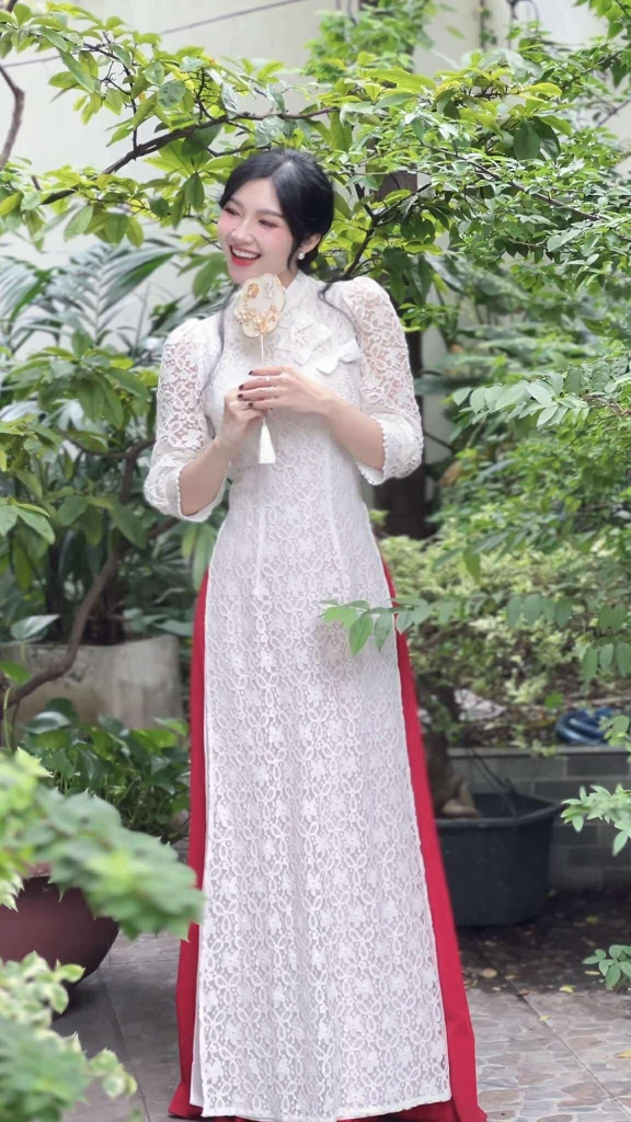 Áo Dài 4T 3 Nơ Ren AD2867 (áo lẻ)